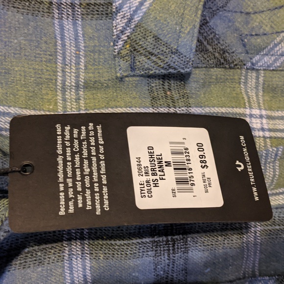NWT True Religion HS Brushed Flannel Womens Button Up Long Sleeve Iris Medium - Picture 4 of 11